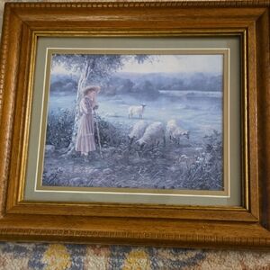 Rare Framed Pastoral Scene Art Print. By Bettie Felder.
